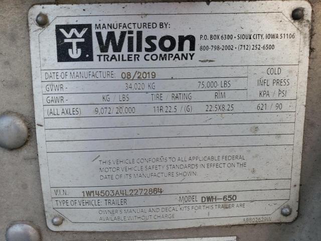 1W14503A4L2272864 - 2020 WILSON GRAIN TRLR WHITE photo 10