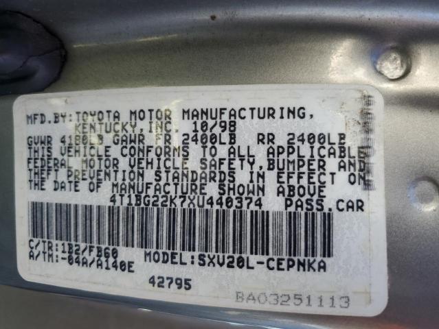 4T1BG22K7XU440374 - 1999 TOYOTA CAMRY CE BEIGE photo 13