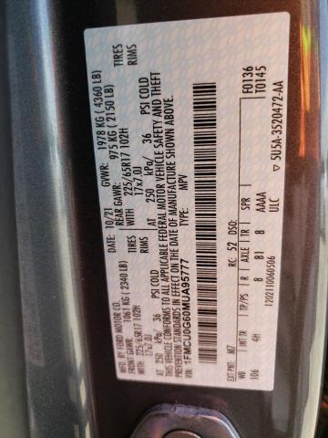 1FMCU0G60MUA95777 - 2021 FORD ESCAPE SE GRAY photo 12