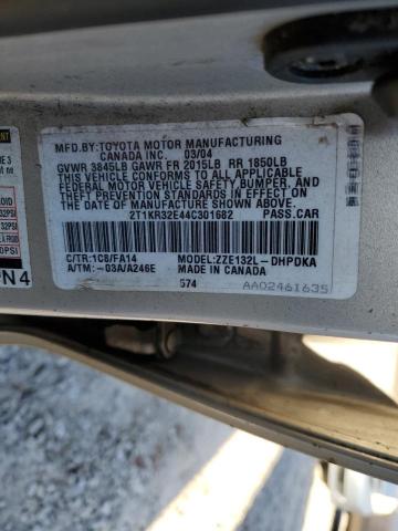 2T1KR32E44C301682 - 2004 TOYOTA COROLLA MA XR SILVER photo 12