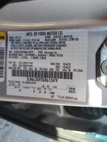 3LN6L2G92GR612479 - 2016 LINCOLN MKZ SILVER photo 12