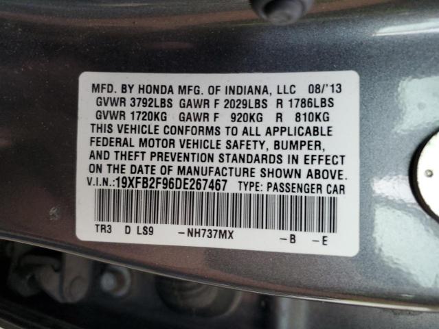 19XFB2F96DE267467 - 2013 HONDA CIVIC EXL Grafit foto 12