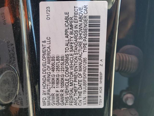 19UUB5F5XPA001285 - 2023 ACURA TLX TECH A BLACK photo 12