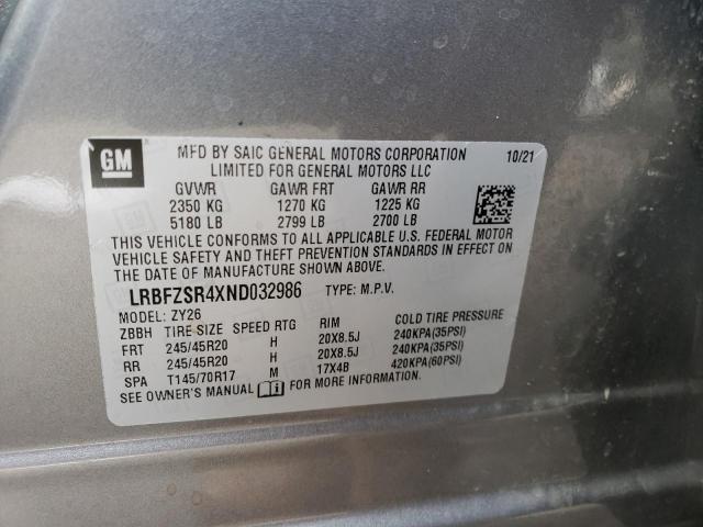 LRBFZSR4XND032986 - 2022 BUICK ENVISION AVENIR GRAY photo 13