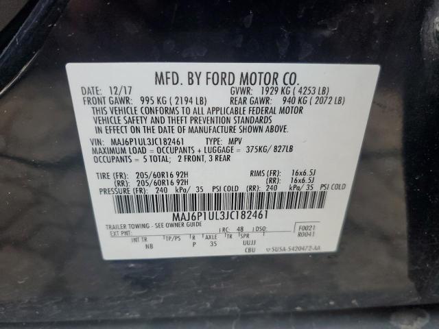 MAJ6P1UL3JC182461 - 2018 FORD ECOSPORT SE BLACK photo 14