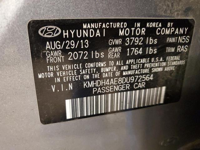 KMHDH4AE8DU972564 - 2013 HYUNDAI ELANTRA GLS GRAY photo 12