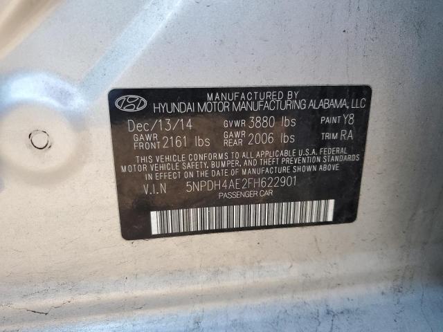 5NPDH4AE2FH622901 - 2015 HYUNDAI ELANTRA SE SILVER photo 12