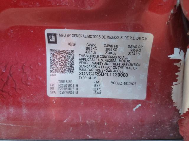 3GNCJRSB4LL139060 - 2020 CHEVROLET TRAX PREMIER RED photo 12