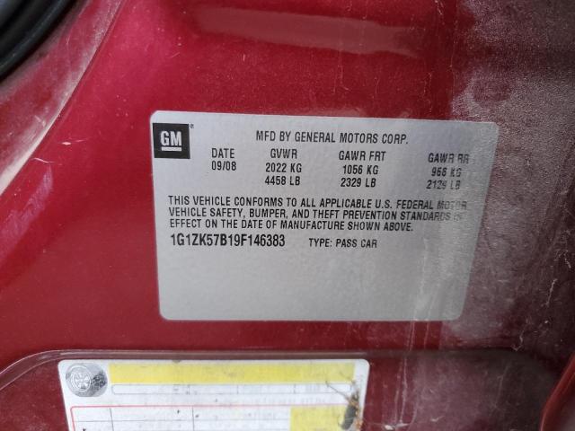 1G1ZK57B19F146383 - 2009 CHEVROLET MALIBU LTZ წითელი ფოტო 12