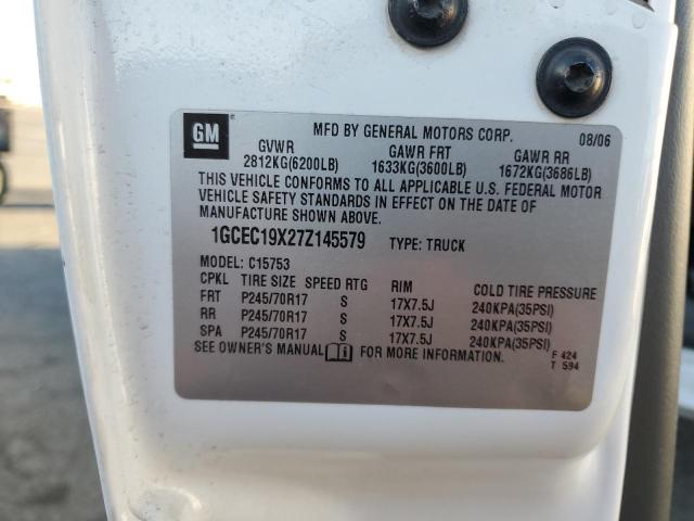 1GCEC19X27Z145579 - 2007 CHEVROLET SILVERADO C1500 CLASSIC Ağ foto 12