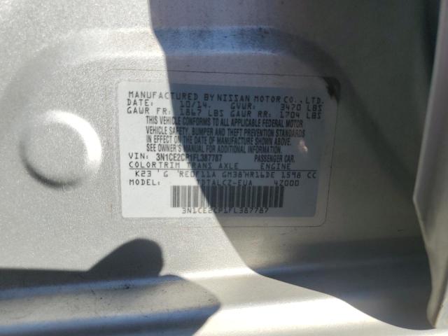 3N1CE2CP1FL387787 - 2015 NISSAN VERSA NOTE S SILVER photo 13