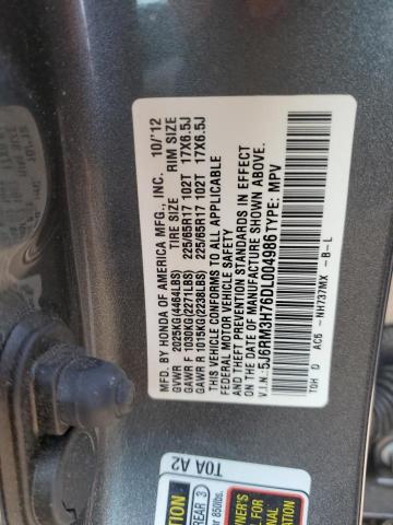 5J6RM3H76DL004986 - 2013 HONDA CR-V EXL GRAY photo 14