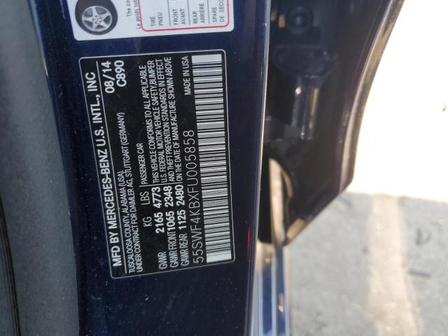 55SWF4KBXFU005858 - 2015 MERCEDES-BENZ C 300 4MATIC BLUE photo 12