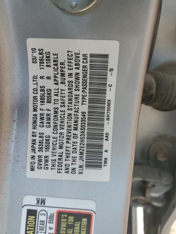 JHMZE2H53AS033549 - 2010 HONDA INSIGHT LX SILVER photo 12