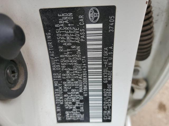 4T1BK3DBXBU434174 - 2011 TOYOTA AVALON BASE 白色 照片 13