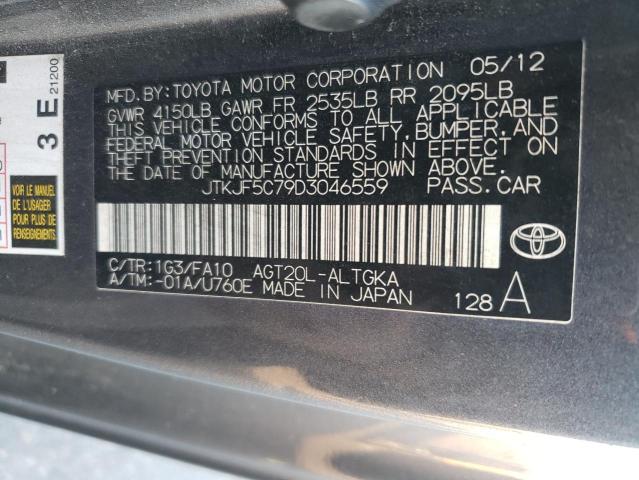 JTKJF5C79D3046559 - 2013 TOYOTA SCION TC CHARCOAL photo 12