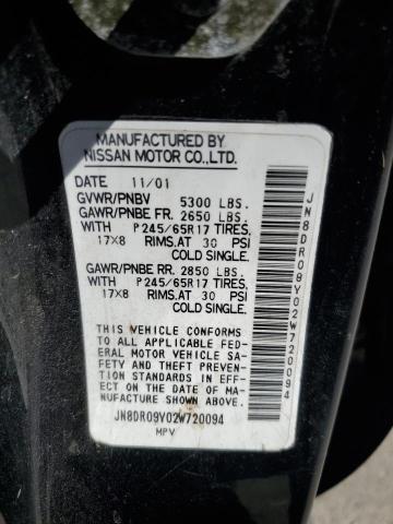 JN8DR09Y02W720094 - 2002 NISSAN PATHFINDER LE 黑色 照片 13