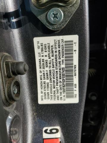 19XFB2F93FE007420 - 2015 HONDA CIVIC EXL 灰色 照片 12