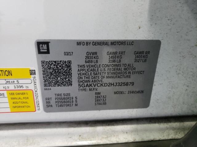 5GAKVCKD2HJ325879 - 2017 BUICK ENCLAVE Ağ foto 13