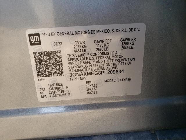 3GNAXMEG8PL209634 - 2023 CHEVROLET EQUINOX RS SILVER photo 14