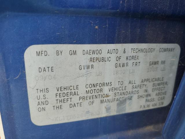 KL1TD52685B324204 - 2005 CHEVROLET AVEO BASE Mavi foto 12