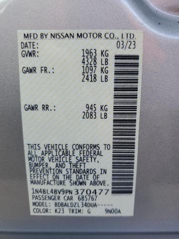 1N4BL4BV9PN370477 - 2023 NISSAN ALTIMA S SILVER photo 12