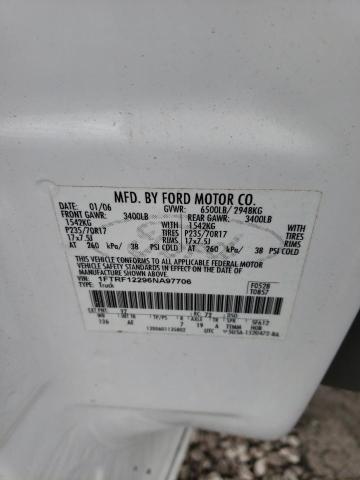 1FTRF12296NA97706 - 2006 FORD F150 WHITE photo 12