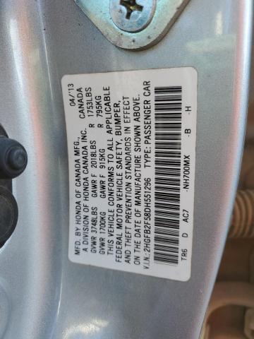 2HGFB2F58DH551296 - 2013 HONDA CIVIC LX GRAY photo 12