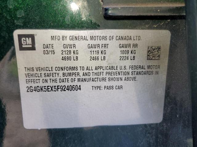 2G4GK5EX5F9240604 - 2015 BUICK REGAL GREEN photo 13