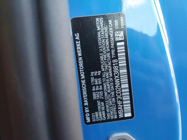 WBAHF3C02NWX38818 - 2022 BMW Z4 SDRIVE30I Կապույտ լուսանկար 12