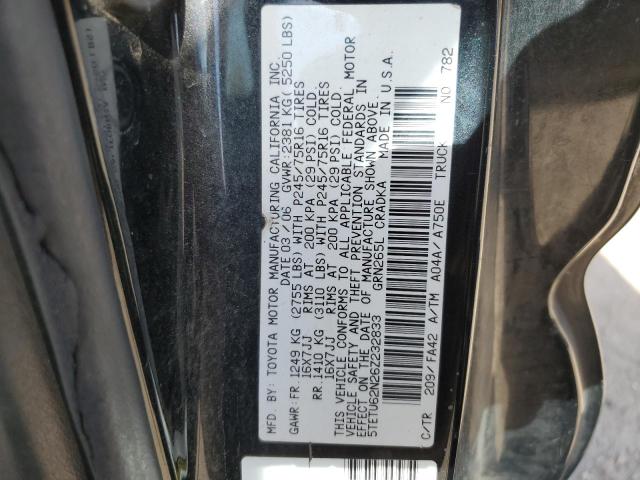 5TETU62N26Z232833 - 2006 TOYOTA TACOMA PRERUNNER ACCESS CAB BLACK photo 12