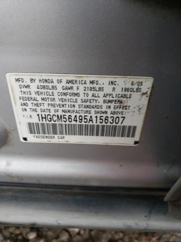 1HGCM56495A156307 - 2005 HONDA ACCORD LX SILVER photo 12