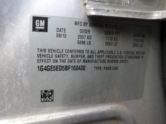 1G4GE5ED5BF160430 - 2011 BUICK LACROSSE CXS SILVER photo 12