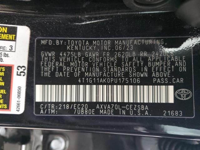 4T1G11AK0PU175106 - 2023 TOYOTA CAMRY SE NIGHT SHADE BLACK photo 12