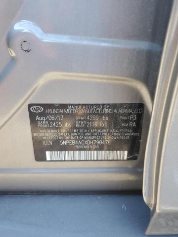 5NPEB4ACXDH790478 - 2013 HYUNDAI SONATA GLS GRAY photo 12