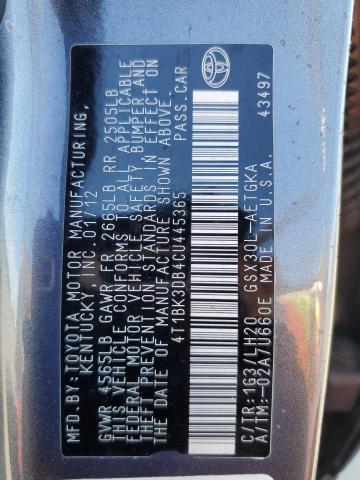 4T1BK3DB4CU445365 - 2012 TOYOTA AVALON BASE 灰色 照片 13