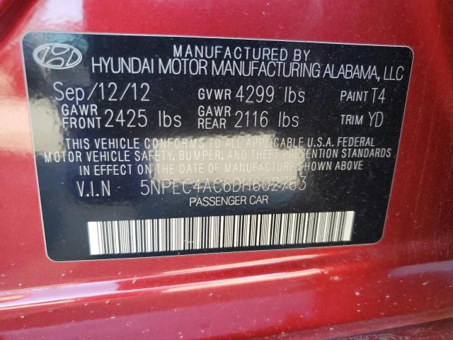 5NPEC4AC6DH602763 - 2013 HYUNDAI SONATA SE RED photo 12