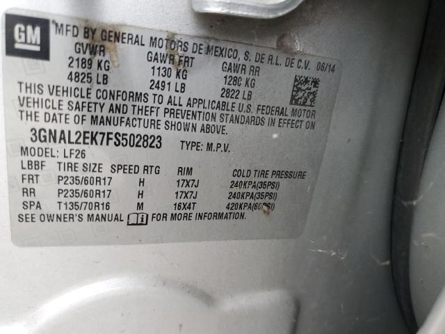 3GNAL2EK7FS502823 - 2015 CHEVROLET CAPTIVA LS 银色 照片 13