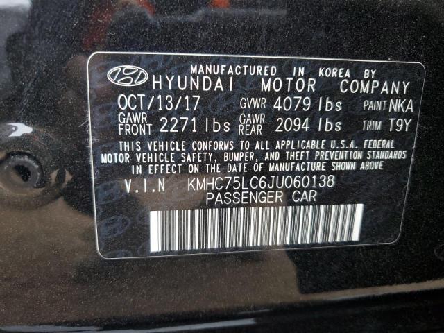 KMHC75LC6JU060138 - 2018 HYUNDAI IONIQ SEL BLACK photo 12