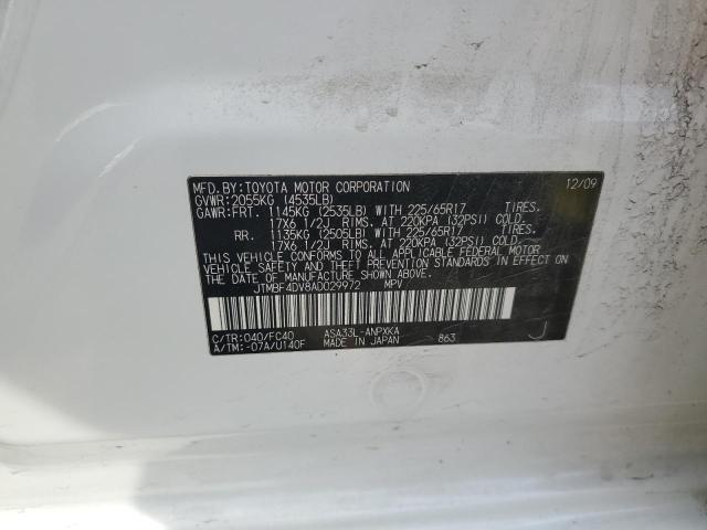 JTMBF4DV8AD029972 - 2010 TOYOTA RAV4 WHITE photo 14