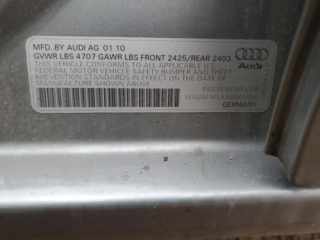 WAUAFAFLXAN044454 - 2010 AUDI A4 PREMIUM GRAY photo 12