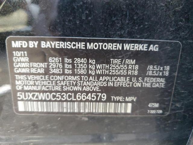 5UXZW0C53CL664579 - 2012 BMW X5 XDRIVE35D BLACK photo 12