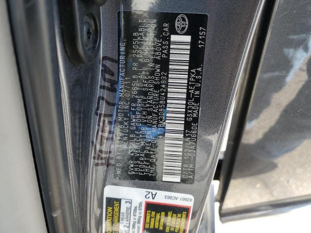 4T1BK3DB5BU424832 - 2011 TOYOTA AVALON BASE Grafit foto 12