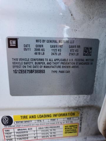 1G1ZE5E75BF380893 - 2011 CHEVROLET MALIBU LTZ WHITE photo 12