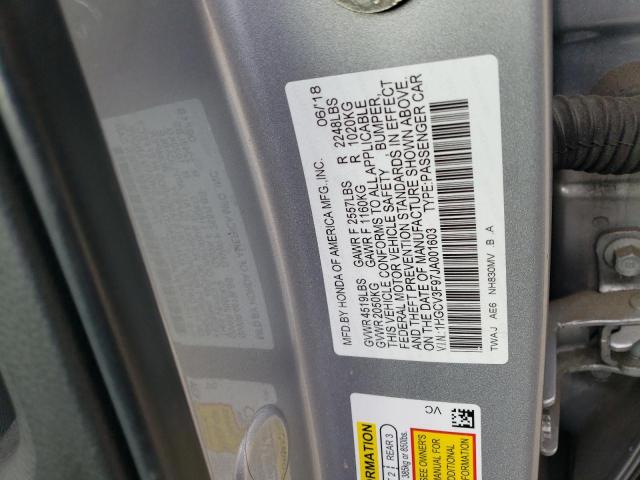 1HGCV3F97JA001603 - 2018 HONDA ACCORD TOURING HYBRID SILVER photo 12