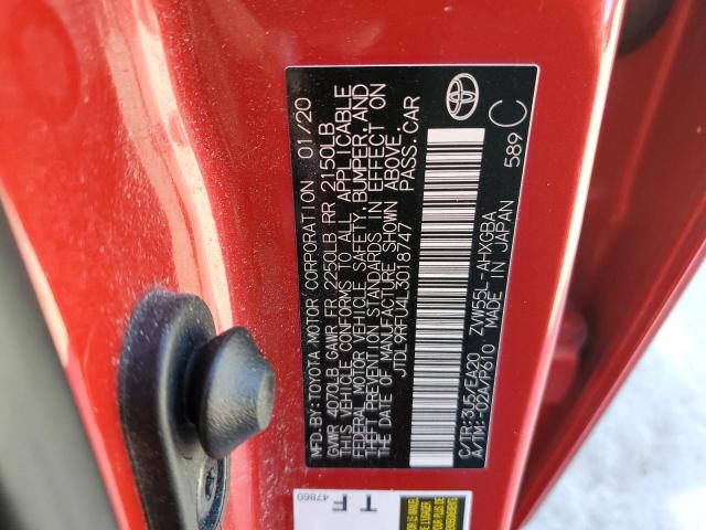 JTDL9RFU4L3018747 - 2020 TOYOTA PRIUS LE RED photo 12