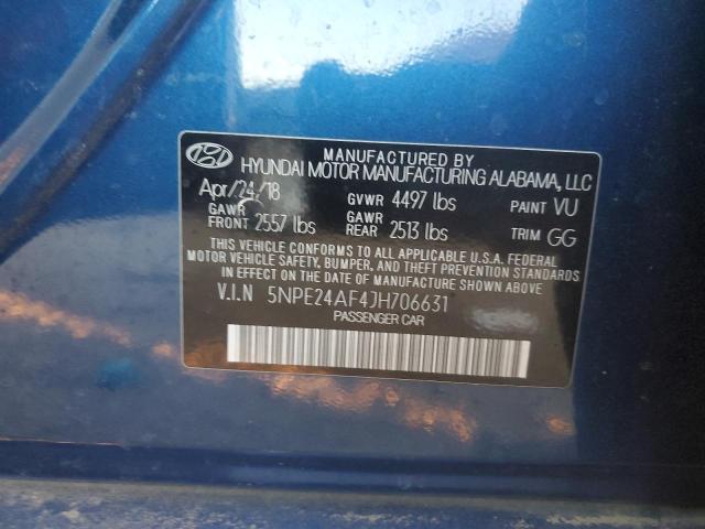 5NPE24AF4JH706631 - 2018 HYUNDAI SONATA SE BLUE photo 12