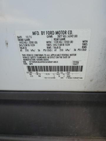 1FM5K8AR9GGB81463 - 2016 FORD EXPLORER POLICE INTERCEPTOR 白色 照片 13