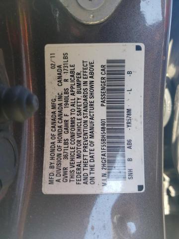 2HGFA1F55BH548401 - 2011 HONDA CIVIC LX ნაცრისფერი ფოტო 12