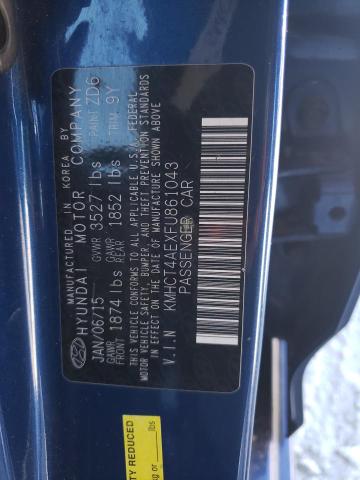 KMHCT4AEXFU861043 - 2015 HYUNDAI ACCENT GLS BLUE photo 12